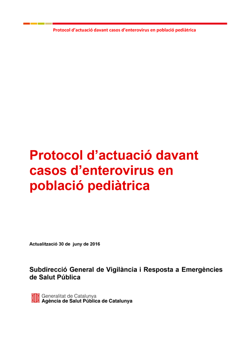 protoenterovirus-1 Protocol d’actuació davant casos d’enterovirus en població pediàtrica