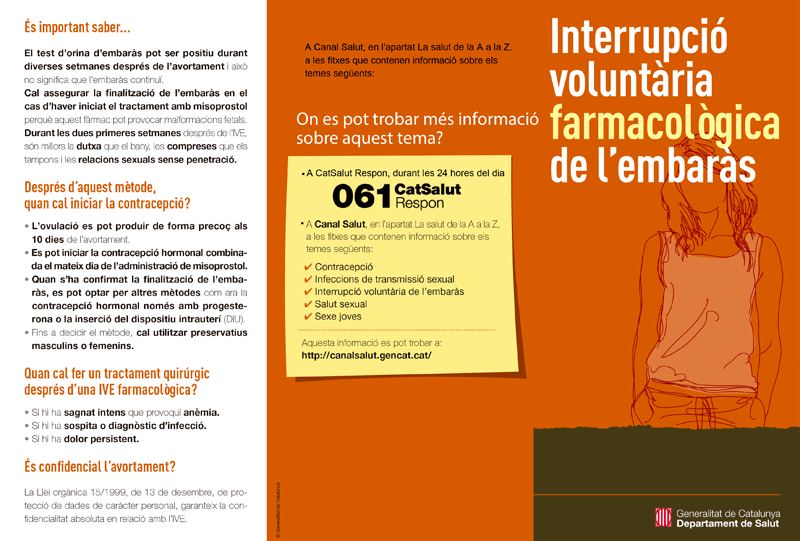 Tríptic informatiu sobre la Interrupció Voluntària farmacològica de l’Embaràs