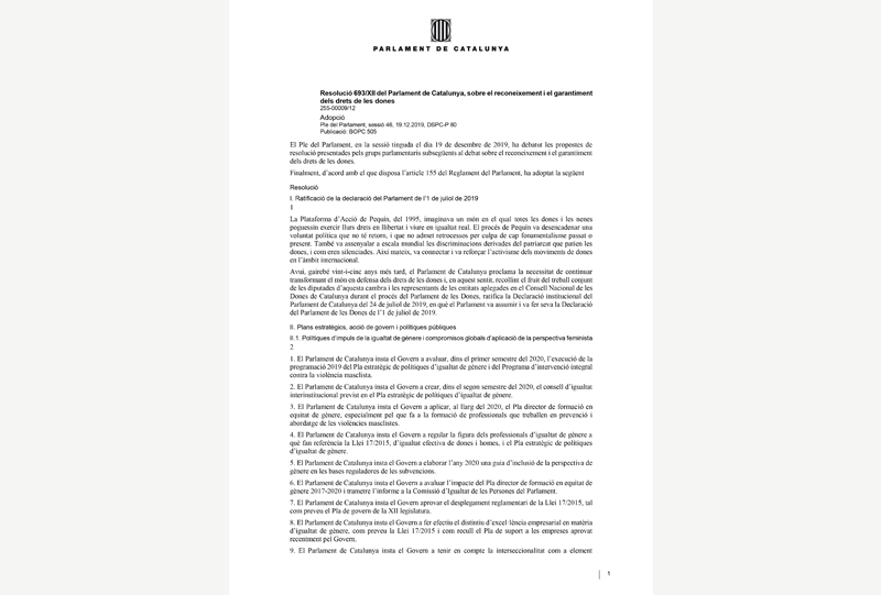 Resolució 693/XII del Parlament de Catalunya