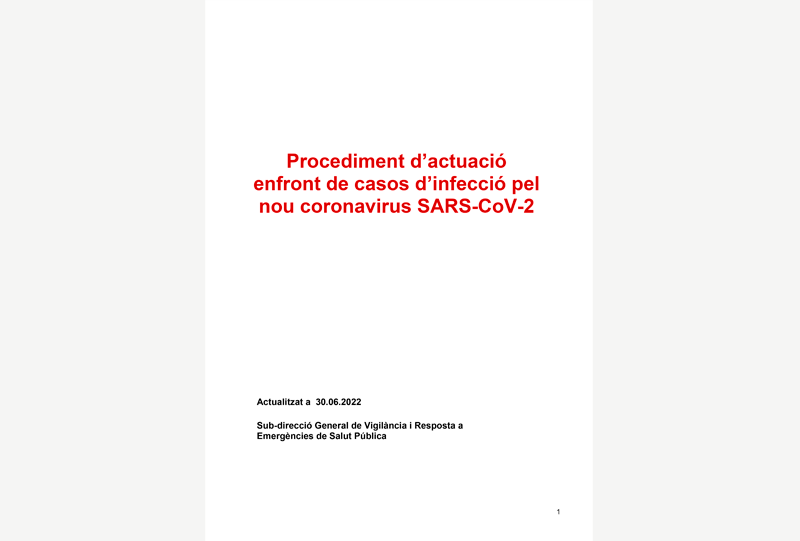 Procediment d’actuació davant casos sospitosos produïts pel nou coronavirus (MERS-COV)